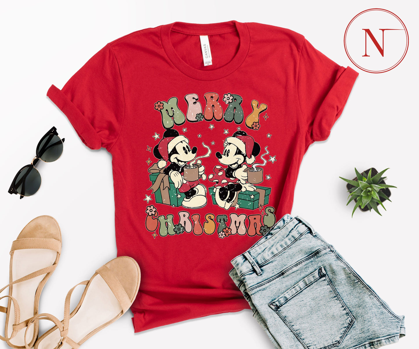 Vintage Disney-Inspired Christmas T-Shirt – Holiday Character Tee for All Ages