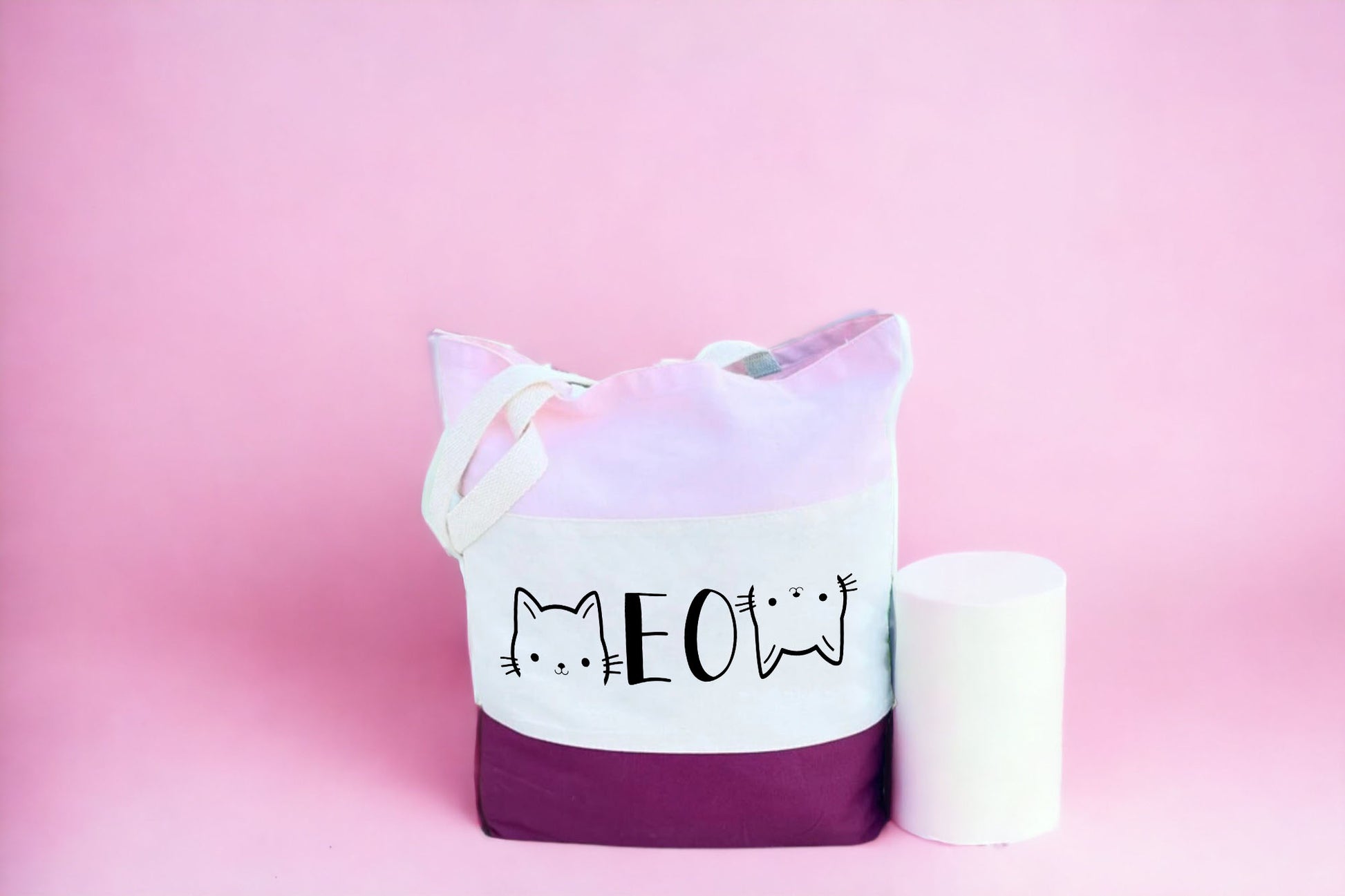 Cat Tote Bag, Cat Lover Gift, Meow Tote Bag, Tri Color Tote Bag