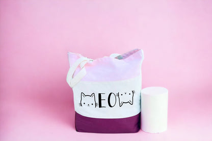 Cat Tote Bag, Cat Lover Gift, Meow Tote Bag, Tri Color Tote Bag