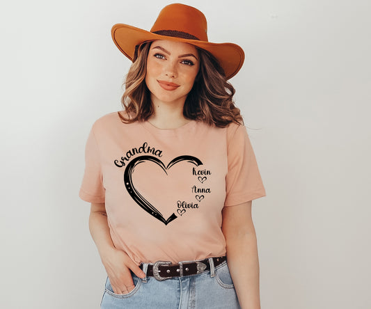 Custom Shirts For Grandma, Personalized Grandma Shirts With Grandkids Names, Grandma Heart Shirt-newamarketing