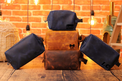 Custom Leather Dopp Kit,  Leather Travel Shaving Kit,  Monogrammed Dopp Kit-newamarketing