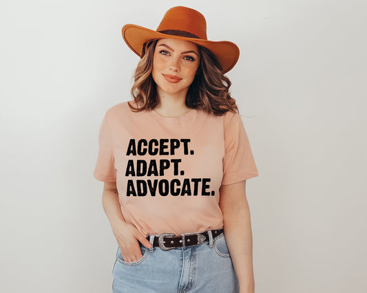 Accept Adapt Advocate, Autism Awareness T-Shirt, Autism Mom Shirt-newamarketing