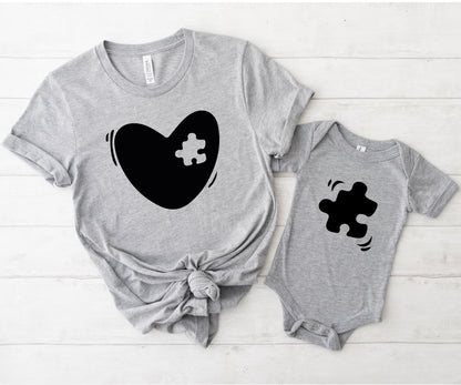Mommy And Me Matching T-Shirts, Heart Missing Piece, Coming Home Outfit-newamarketing