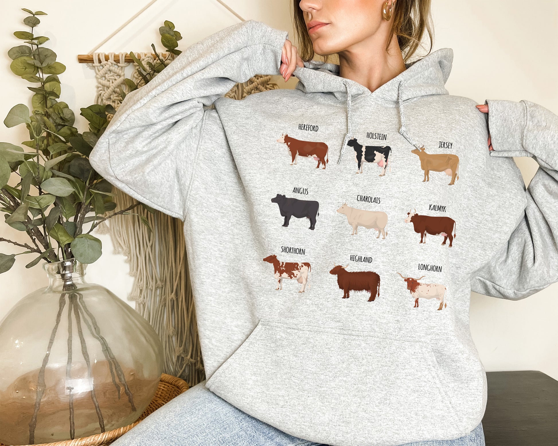 Cow Sweatshirt, Cow Print Hoodie, Cows Sweater-newamarketing