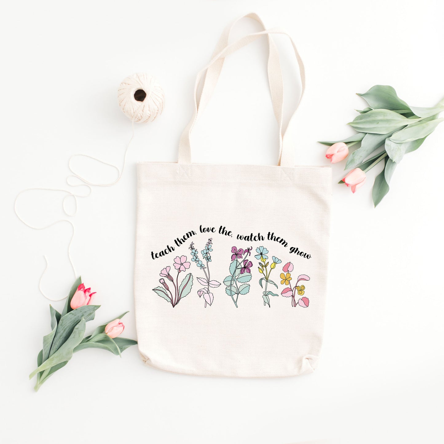 Teach Them Love Them Watch Them Grow, Vintage Floral Bag, Tote For Teachers-newamarketing