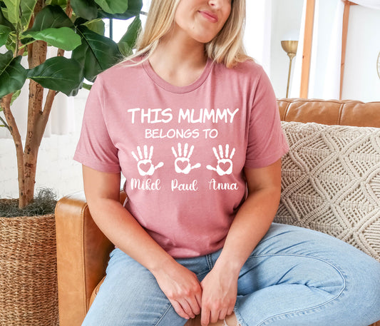 This Mummy Belongs Shirt, Personalised Mum Shirt, Handprint Mummy Shirt-newamarketing