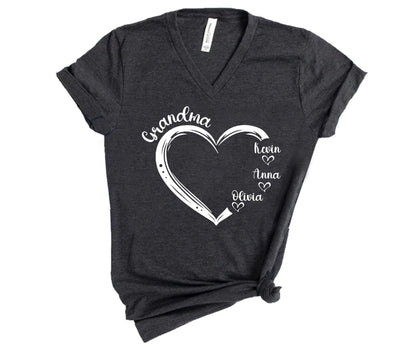 Custom Shirts For Grandma, Personalized Grandma Shirts With Grandkids Names, Grandma Heart Shirt-newamarketing