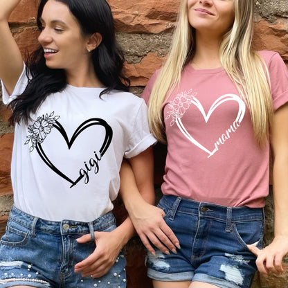 Custom Text Heart Line Shirt, Mom Heart Line Shirt, Personalized Mom Shirt-newamarketing