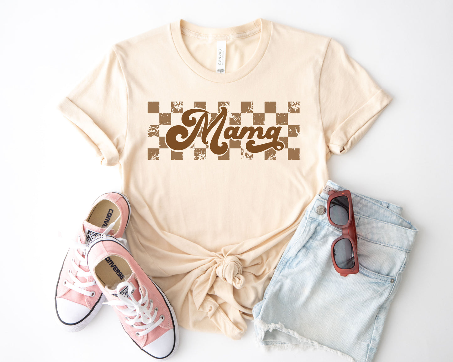 Checkered Mama Shirt, Retro Mama Shirt, Checkered Shirt Women's-newamarketing