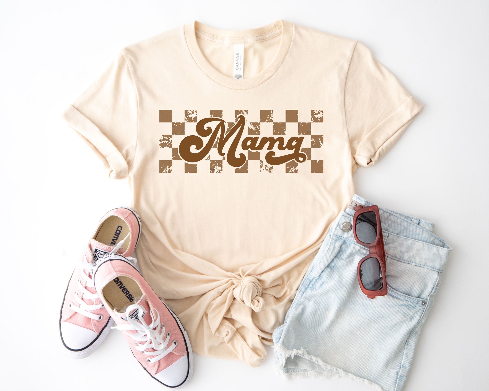 Checkered Mama Shirt, Retro Mama Shirt, Checkered Shirt Women's-newamarketing