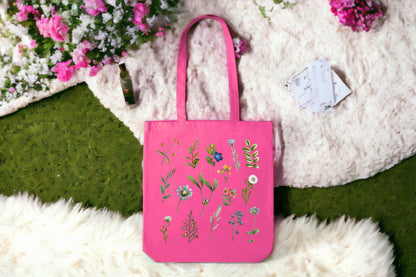 Wildflowers Tote Bag, Floral Tote Bag, Botanical Tote Bag-newamarketing
