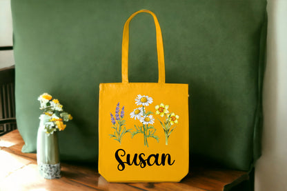 Floral Tote Bag, Personalized Floral Tote Bag, Tote Bag Flowers-newamarketing
