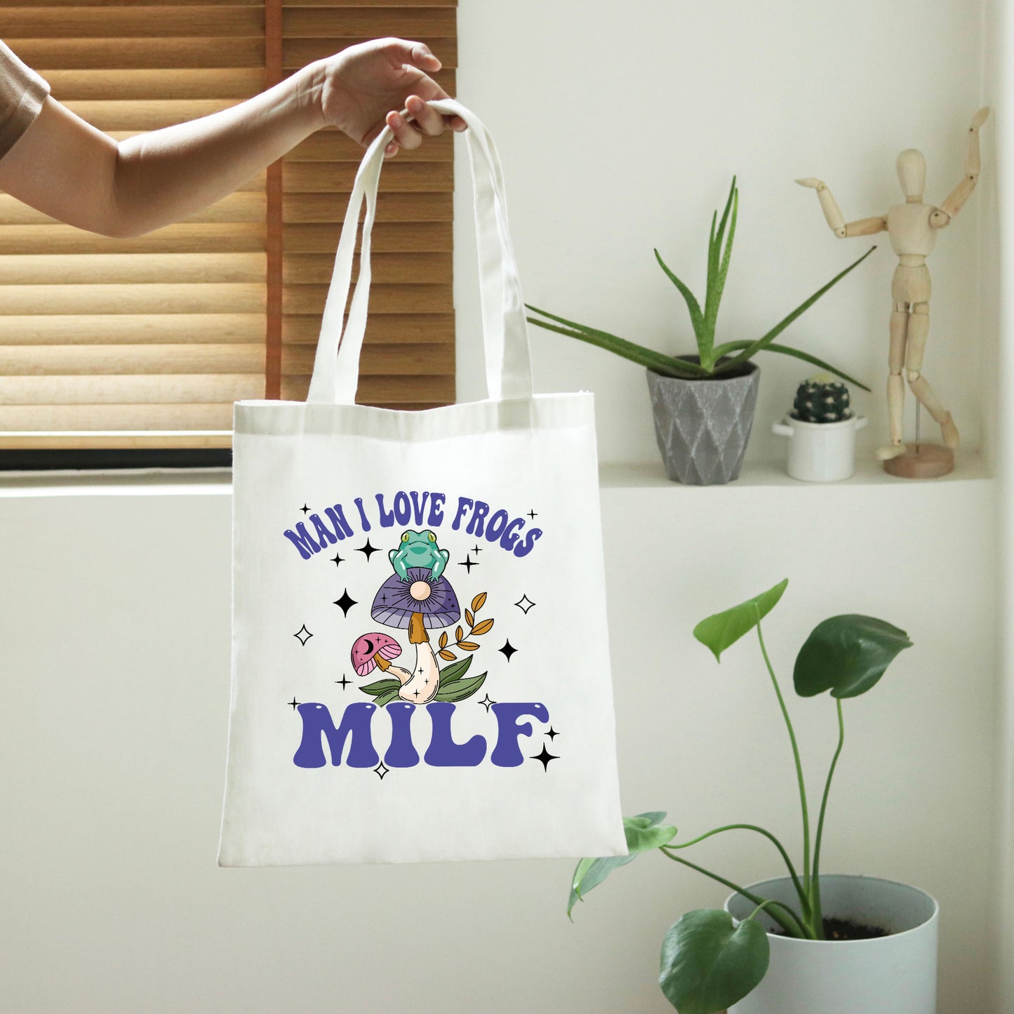 Man I Love Frogs, Mushroom Tote Bag, Frog Tote Bags-newamarketing