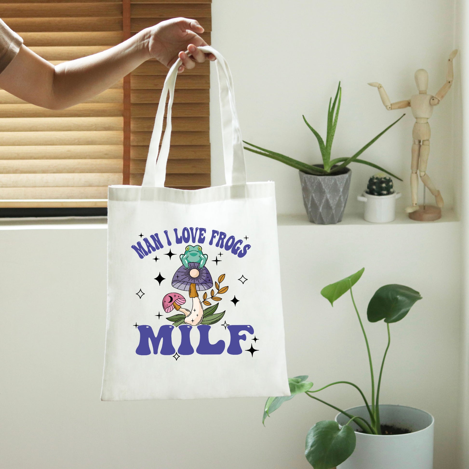 Man I Love Frogs, Mushroom Tote Bag, Frog Tote Bags-newamarketing