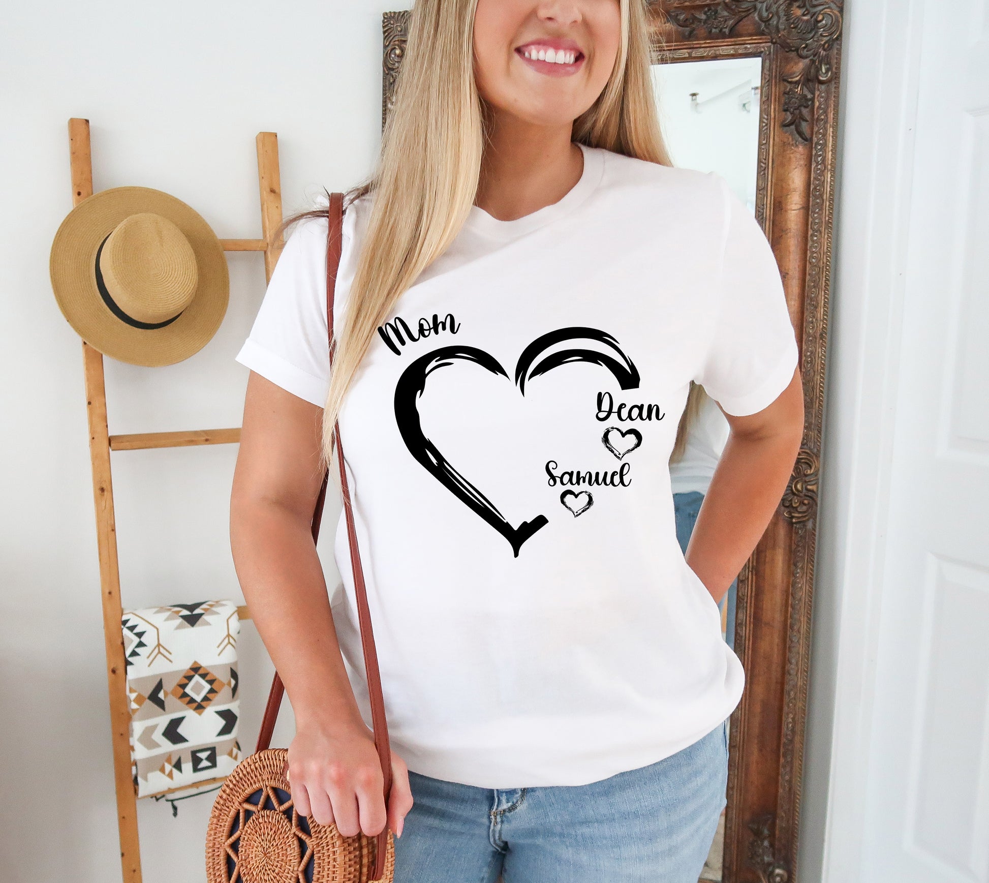 Personalized Mom Shirt, Mom Heart Shirt, Mom Shirt with Kids Name-newamarketing