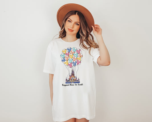 Happiest Place on Earth Shirt, Mickey Balloon Shirt, Disney Castle Shirt-newamarketing