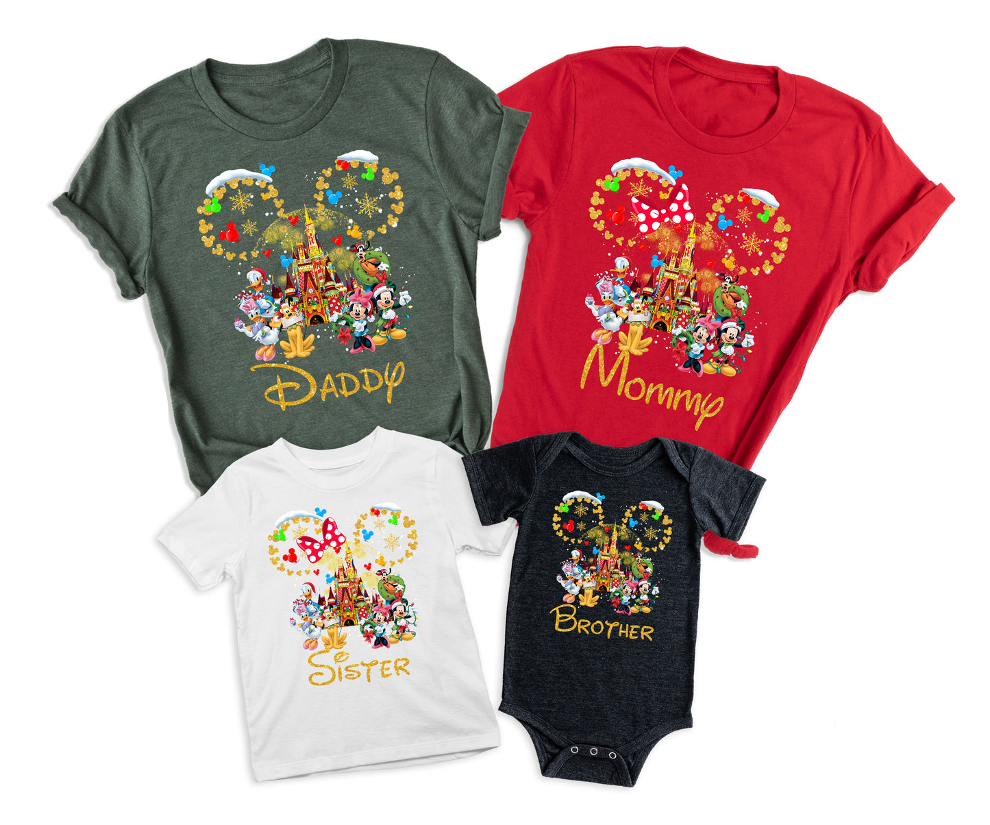 Custom Disney-Inspired Family Christmas Shirts – Matching Holiday Tees for Men, Women, Kids, Toddlers & Babies