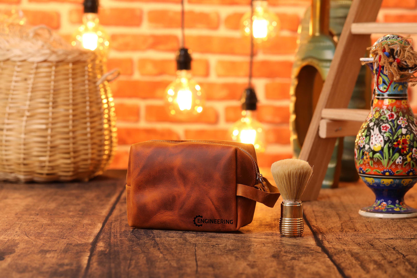 Custom Leather Dopp Kit,  Leather Travel Shaving Kit,  Monogrammed Dopp Kit-newamarketing