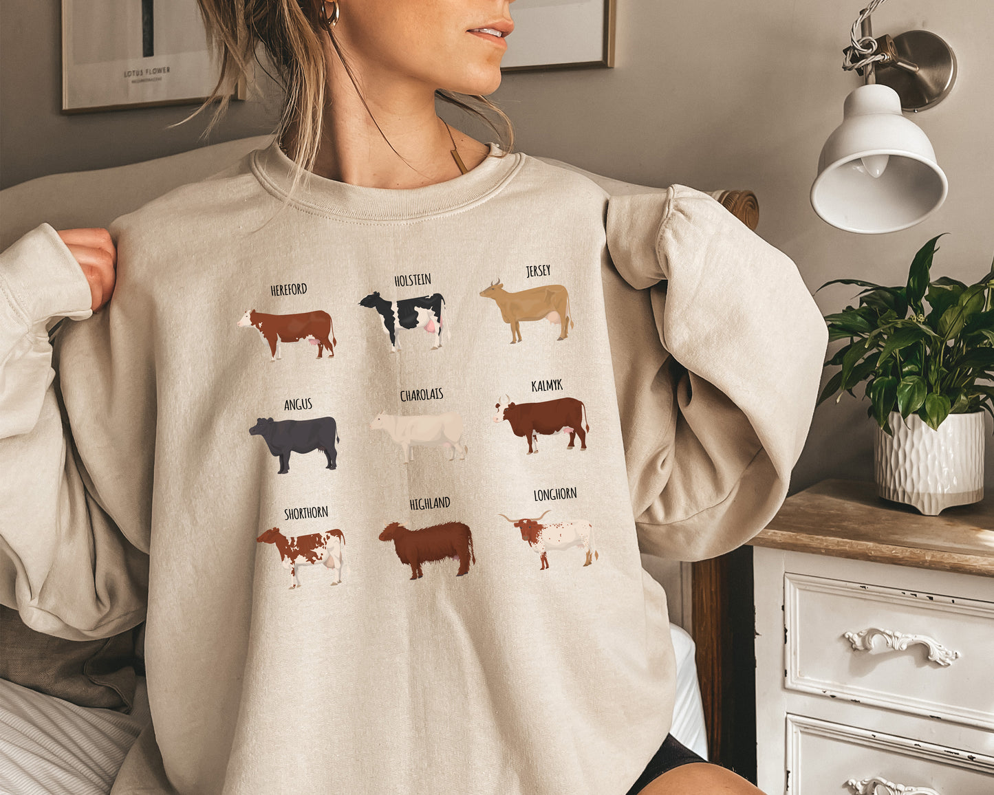 Cow Sweatshirt, Cow Print Hoodie, Cows Sweater-newamarketing