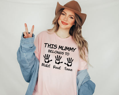 This Mummy Belongs Shirt, Personalised Mum Shirt, Handprint Mummy Shirt-newamarketing
