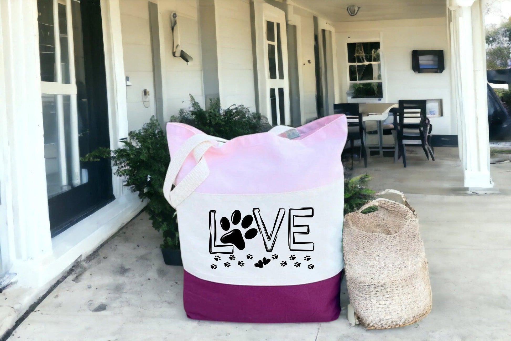 Love Tri Tote Bag, Paw Tri Tote Bag - newamarketing