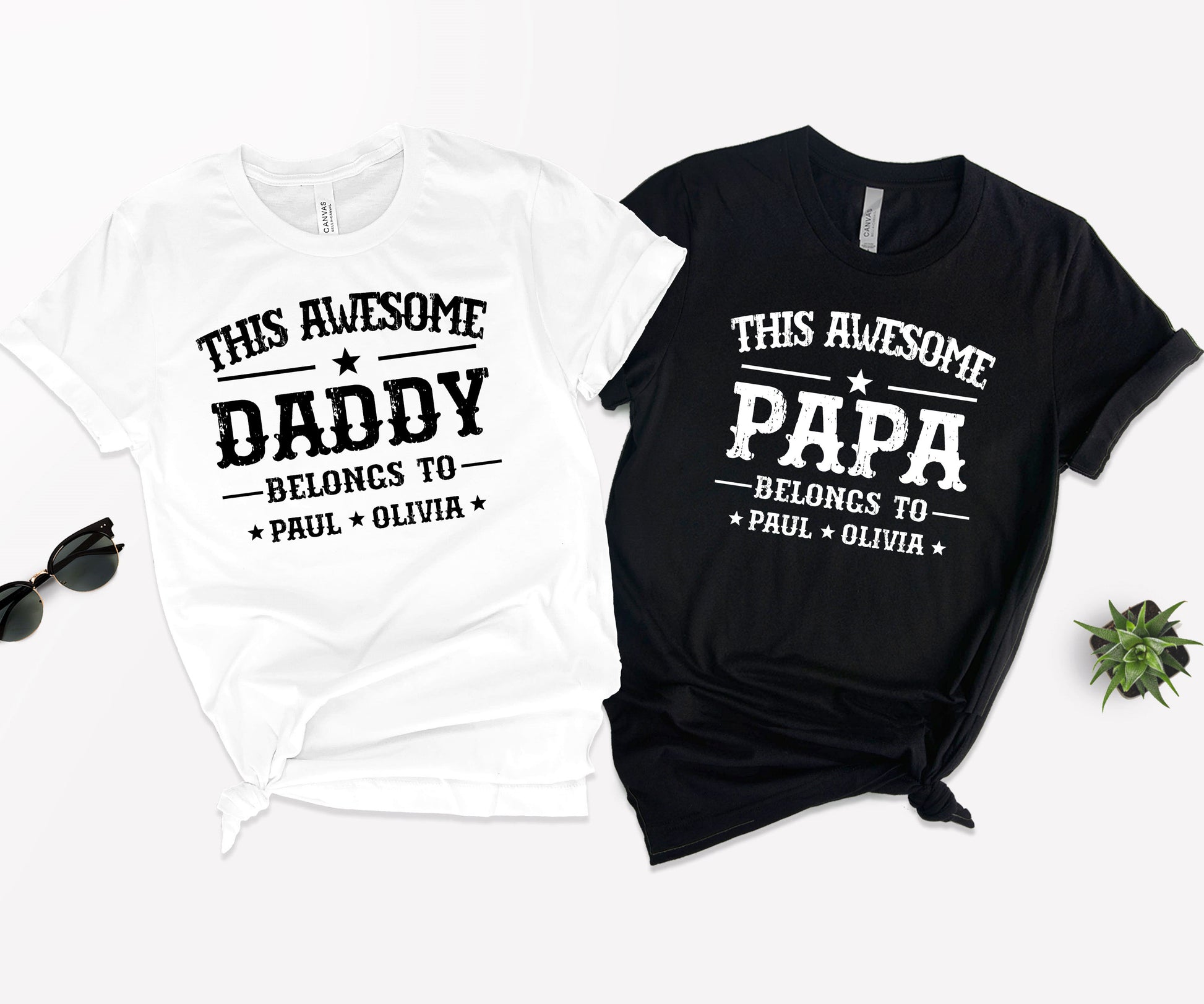 This Awesome Belongs to Shirt, Dad Shirt with Kids Names, Custom Dad Tee-newamarketing