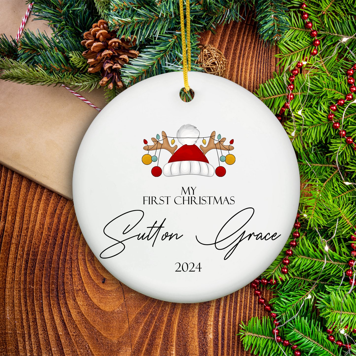 Baby's First Christmas Personalized Ornament - Custom Baby Name Christmas Ornament