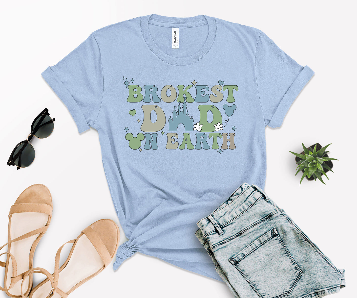 Brokest Dad on Earth Shirt, Broke Disney Shirt, Mouse Ears Dad Shirt-newamarketing