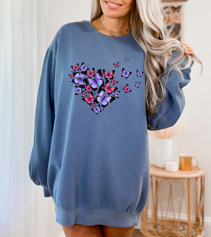 Comfort Color Sweatshirt, Sweater with Butterflies, Butterfly Sweatshirts-newamarketing