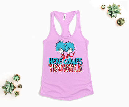 Here Comes Trouble Shirt, Thing 1 Thing 2 T-Shirt, Reading Lovers Gifts-newamarketing