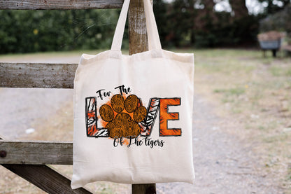 Paw Print Tote Bag, Canvas Tote Bag, Pet Lover Gifts, Tiger Tote-newamarketing