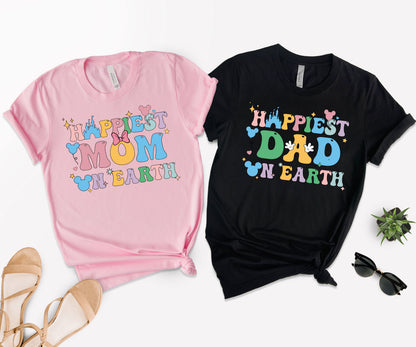 Happiest Mom on Earth Shirt, Happiest Dad Shirt, Disney Family Tees-newamarketing
