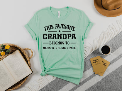 This Awesome Belongs to Shirt, Dad Shirt with Kids Names, Custom Dad Tee-newamarketing