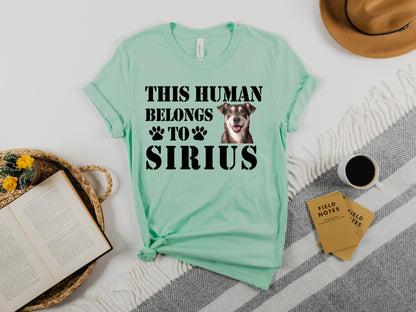 This Human Belongs to Shirt, Custom Dog Dad Shirt, Custom Photo Pet Shirt-newamarketing