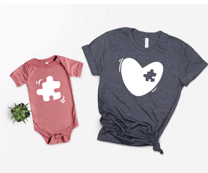 Mommy And Me Matching T-Shirts, Heart Missing Piece, Coming Home Outfit-newamarketing