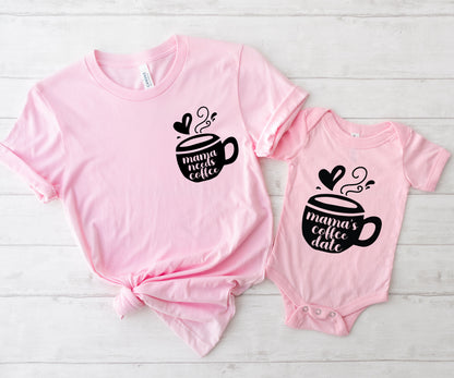 Mama Needs Coffee Shirt, Cute Coffee Shirt, Mommy And Me T-Shirt-newamarketing