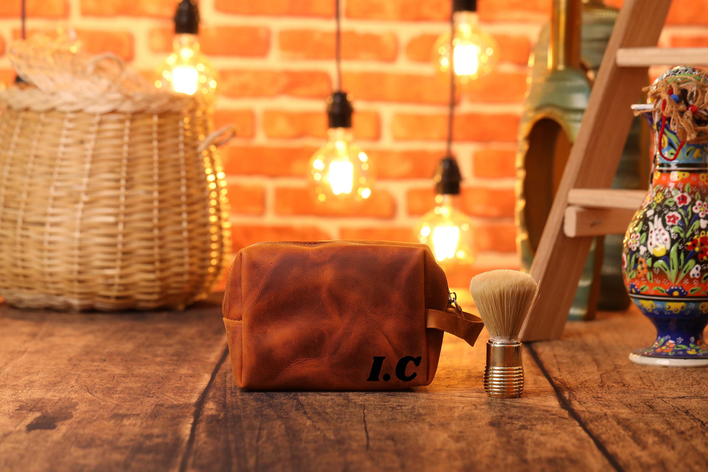 Custom Leather Dopp Kit,  Leather Travel Shaving Kit,  Monogrammed Dopp Kit-newamarketing