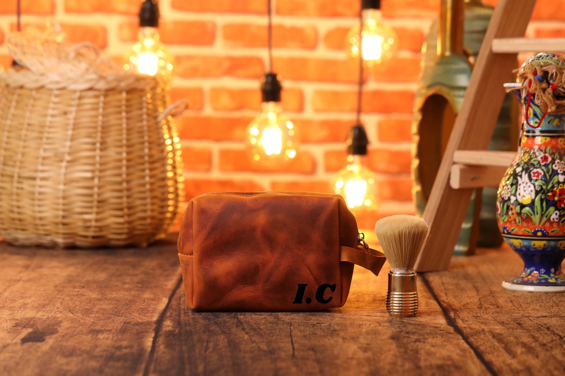 Custom Leather Dopp Kit,  Leather Travel Shaving Kit,  Monogrammed Dopp Kit-newamarketing