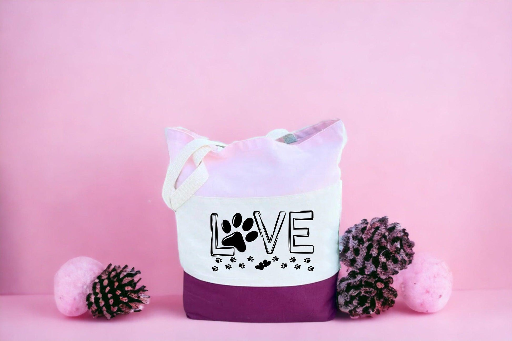 Love Tri Tote Bag, Paw Tri Tote Bag - newamarketing