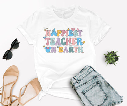 Happiest Teacher Earth Shirt, Happiest Teacher Tee, Disney Teacher Tee-newamarketing