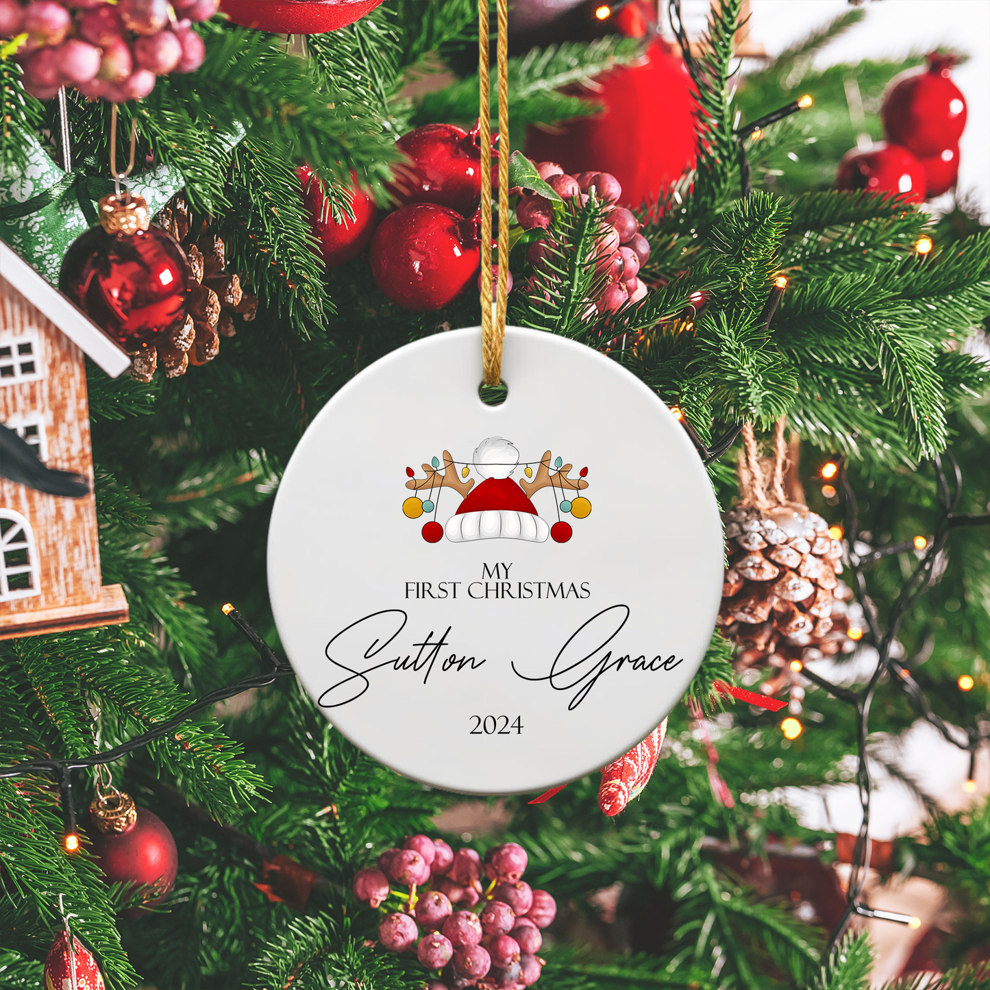 Baby's First Christmas Personalized Ornament - Custom Baby Name Christmas Ornament