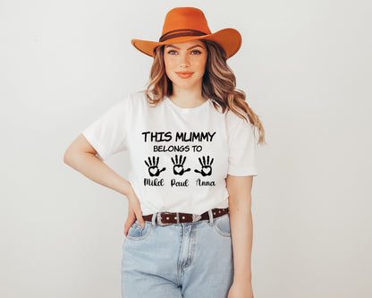 This Mummy Belongs Shirt, Personalised Mum Shirt, Handprint Mummy Shirt-newamarketing