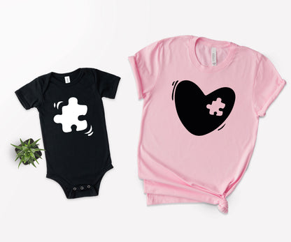 Mommy And Me Matching T-Shirts, Heart Missing Piece, Coming Home Outfit-newamarketing