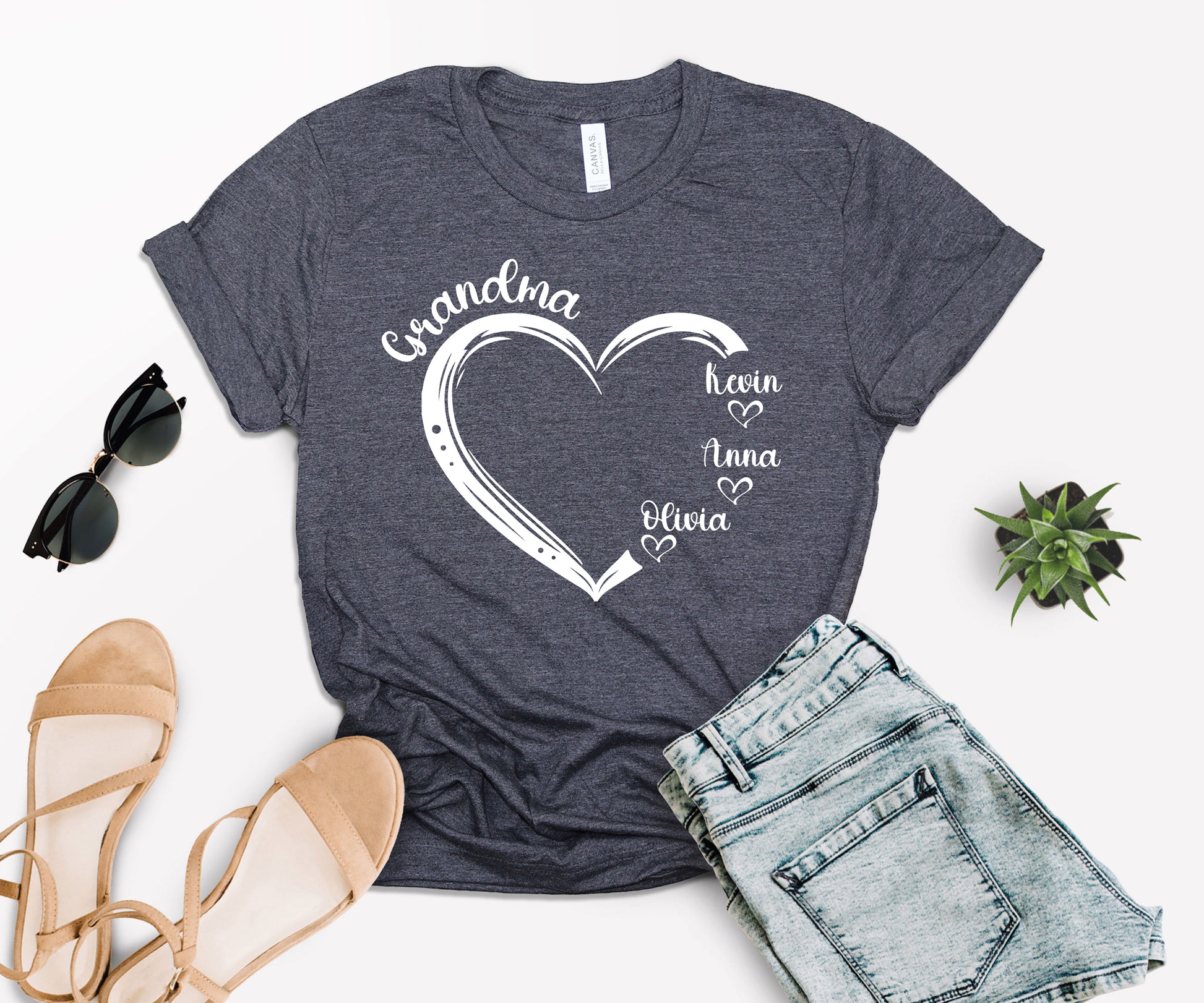 Custom Shirts For Grandma, Personalized Grandma Shirts With Grandkids Names, Grandma Heart Shirt-newamarketing
