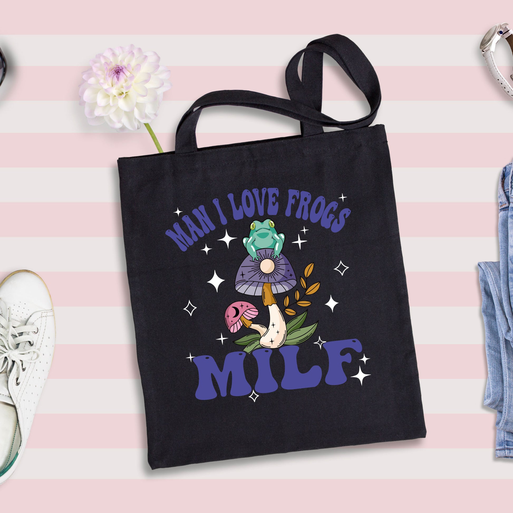 Man I Love Frogs, Mushroom Tote Bag, Frog Tote Bags-newamarketing