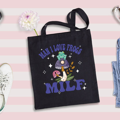 Man I Love Frogs, Mushroom Tote Bag, Frog Tote Bags-newamarketing