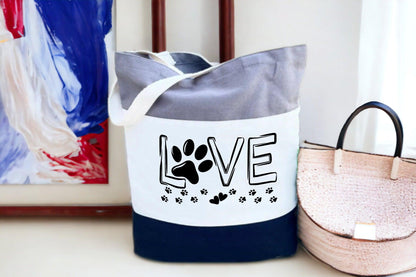 Love Tri Tote Bag, Paw Tri Tote Bag - newamarketing