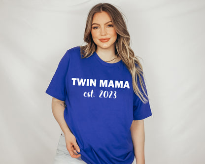 Twin Mama Est Shirt, Custom Mom Shirt, Mother's Day Shirt-newamarketing