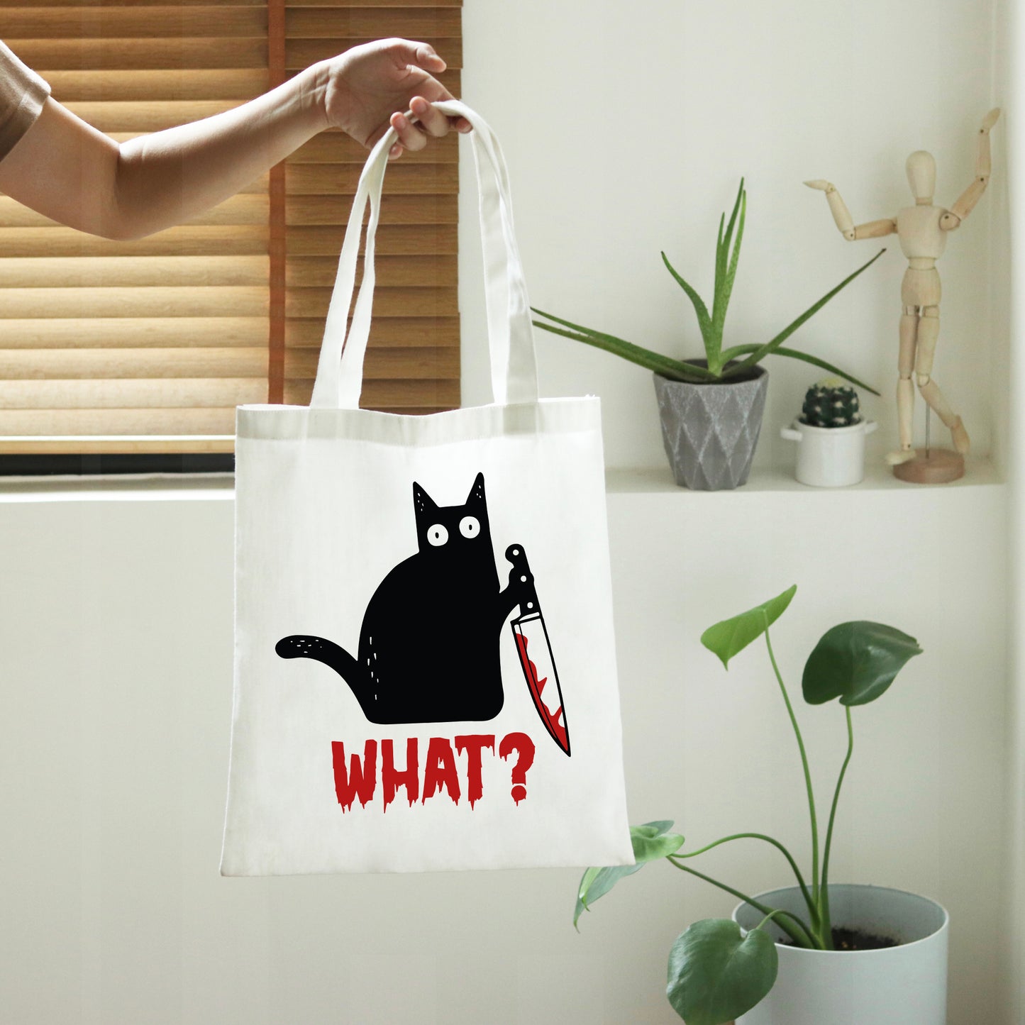 Black Cat Tote Bag, Cat Tote Bag, Funny Cat Tote Bag