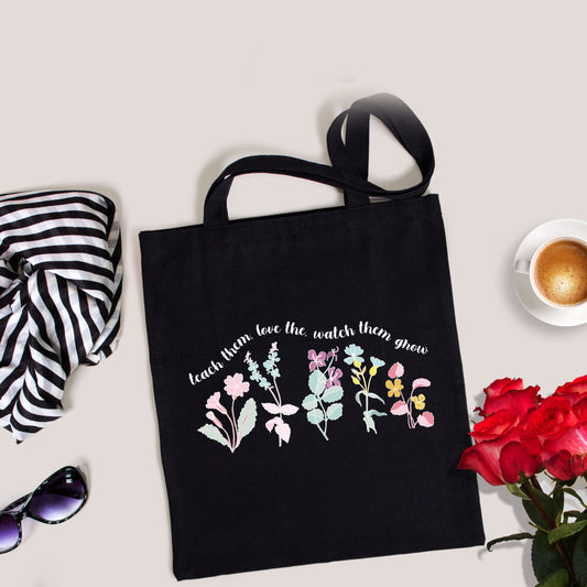Teach Them Love Them Watch Them Grow, Vintage Floral Bag, Tote For Teachers-newamarketing